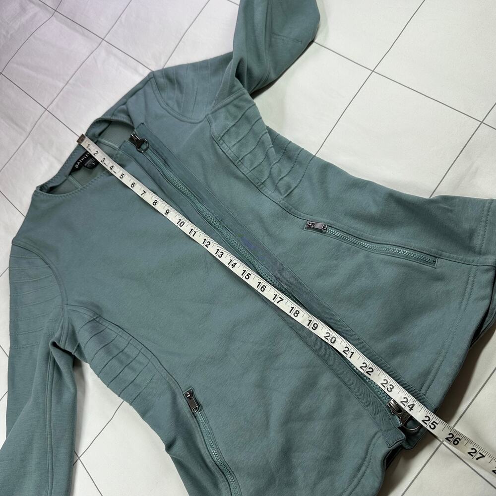 Athleta Jacket Womens Small Green Moto Full Zip Travel Commute Active Sporty - Picture 8 of 8